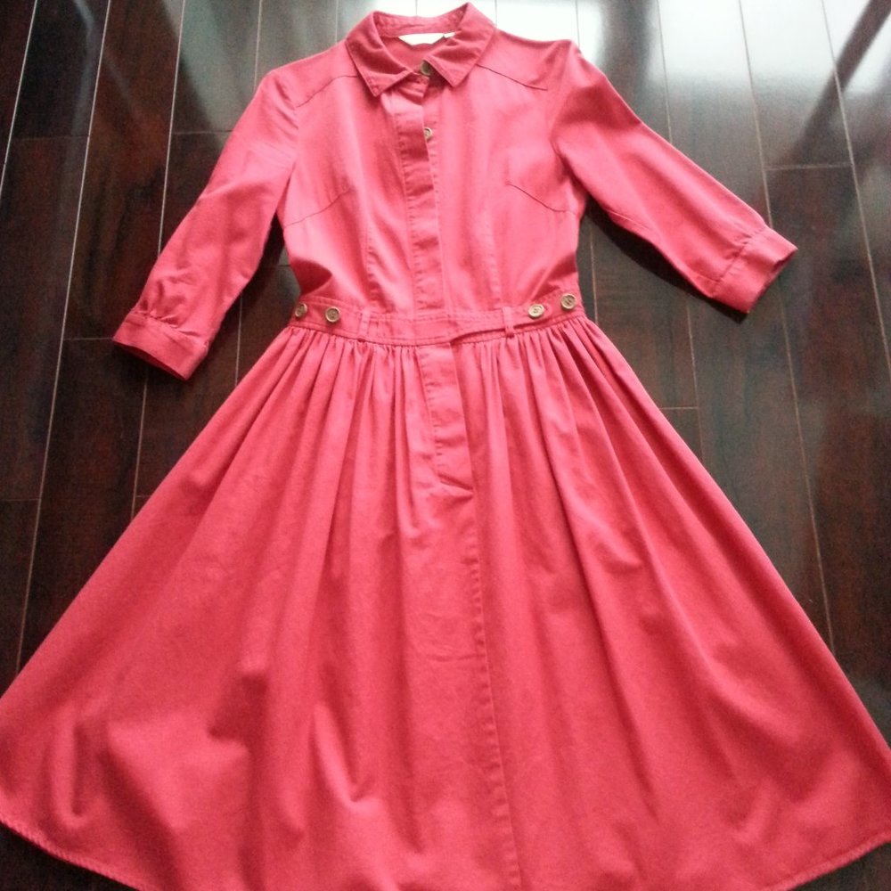 100% cotton red A-line dress - $100